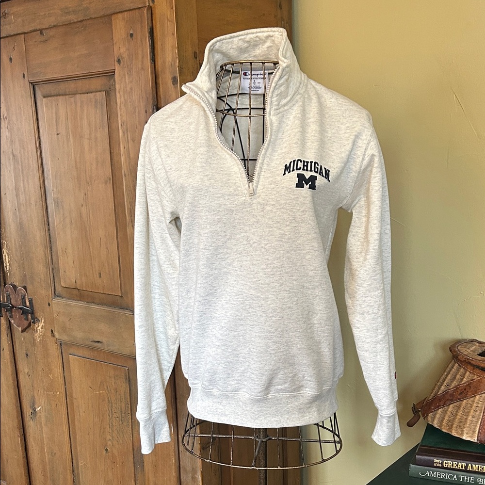Champion Oatmeal Michigan Quarter-Zip Sweatshirt